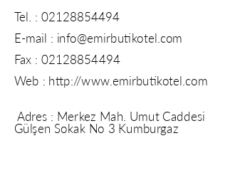 Emir Butik Otel iletiim bilgileri